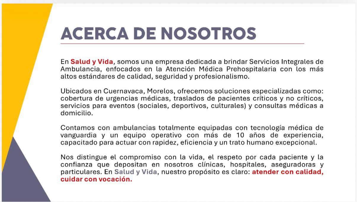 Acerca de Ambulancias Salud y Vida